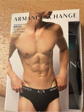 Armani Exchange Men’s Black Briefs with Branded Waistband - 3 Pack
